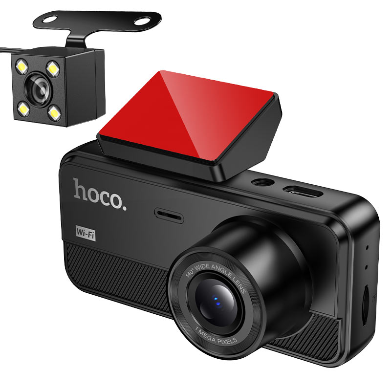 HOCO DV15 tri-channel dash cam front view
