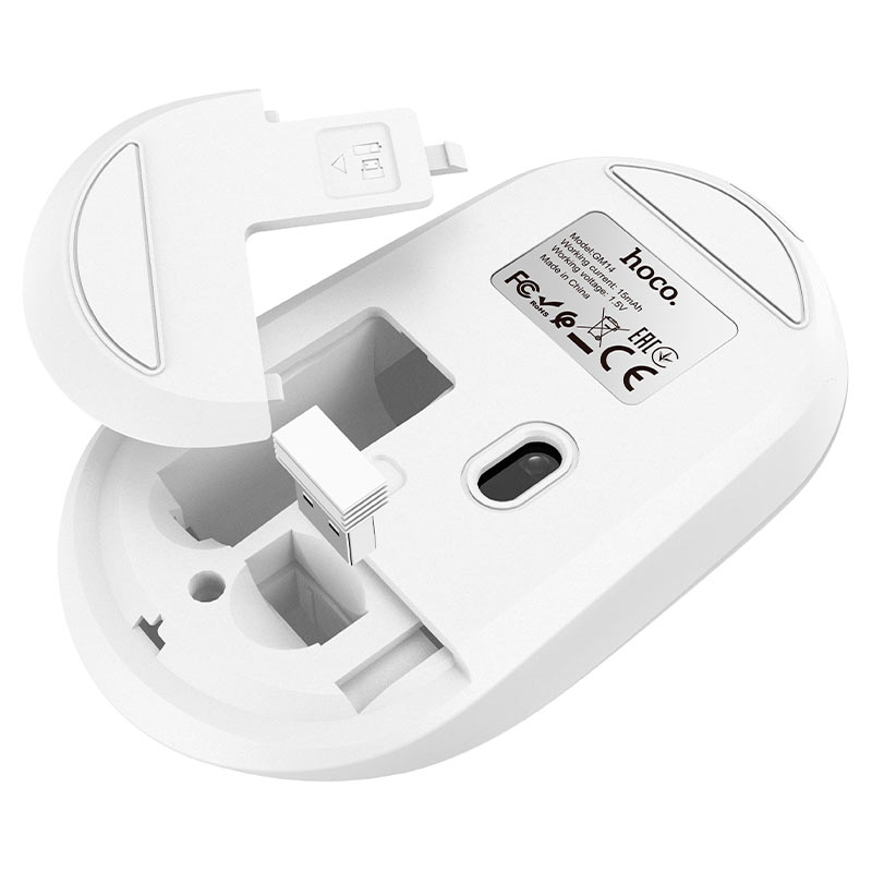HOCO GM14 Platinum mouse with laptop on desk
