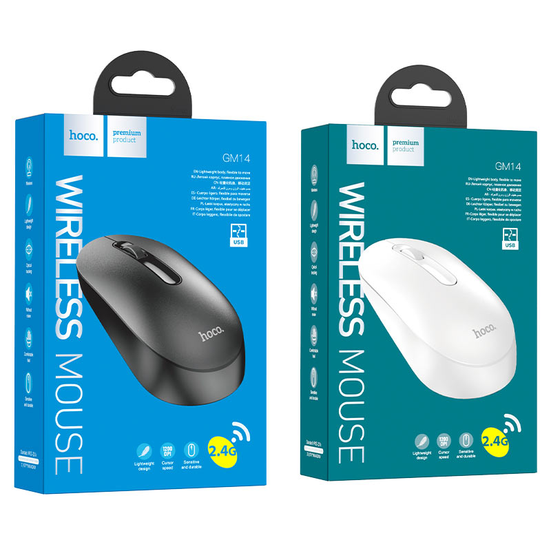 HOCO GM14 wireless mouse ergonomic side profile
