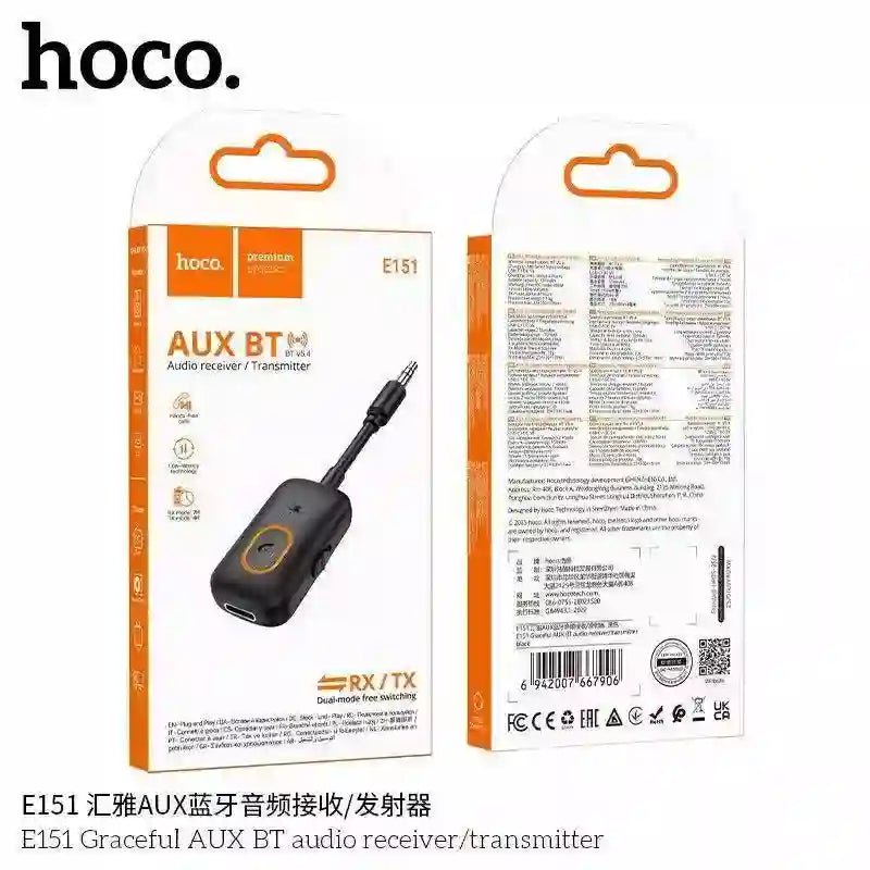 HOCO E151 AUX Bluetooth adapter packaging box