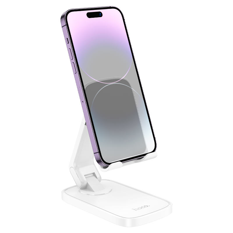 HOCO HD8 Blackfish White Folding Desktop Phone Stand – Open Charging Port