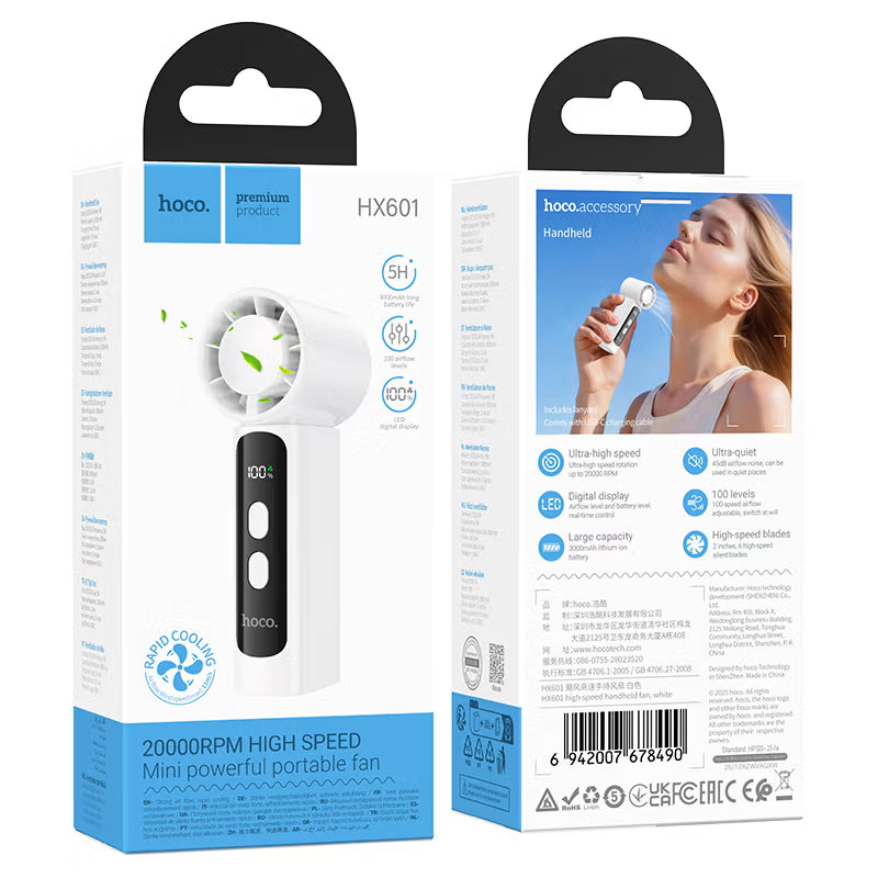 hoco HX601 portable handheld fan white