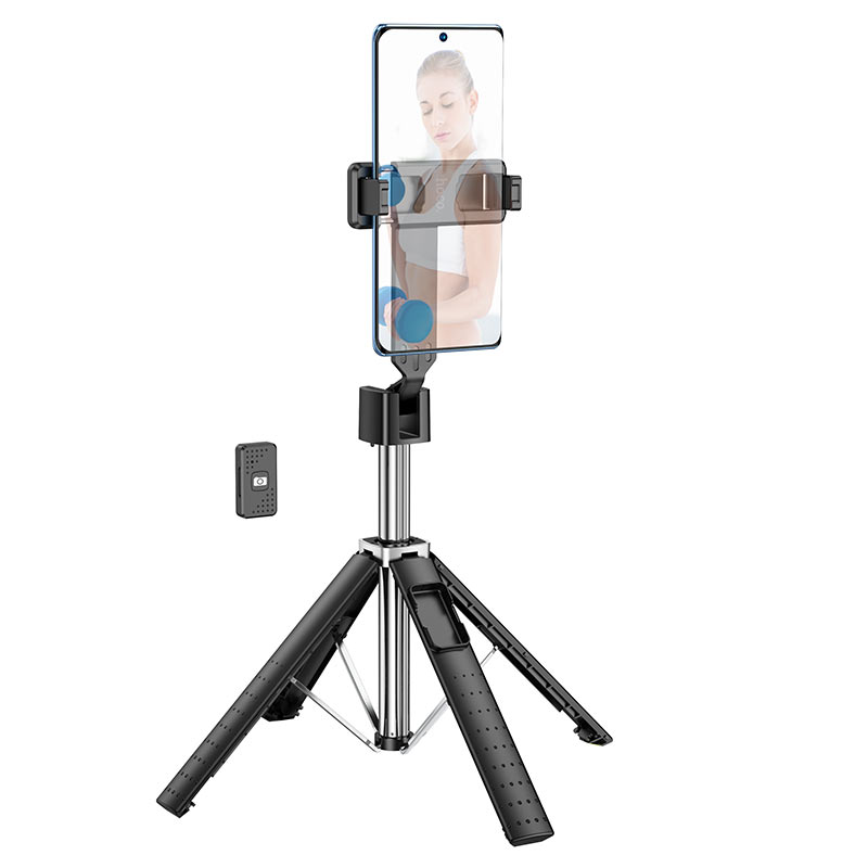 HOCO K18 selfie stick holding smartphone for video recording.
