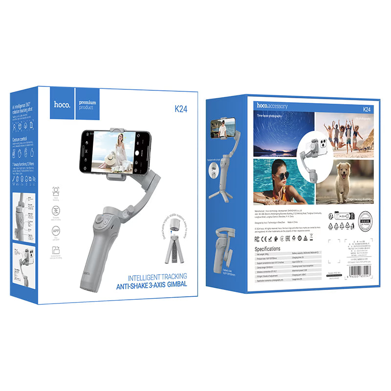 HOCO K24 Smart Gimbal – 3-Axis Anti-Shake Stabilizer