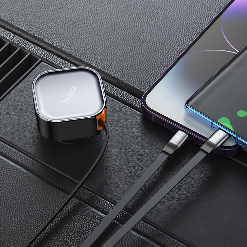 HOCO NZ13 Clever PD30W car charger with retractable Type-C and Lightning cable