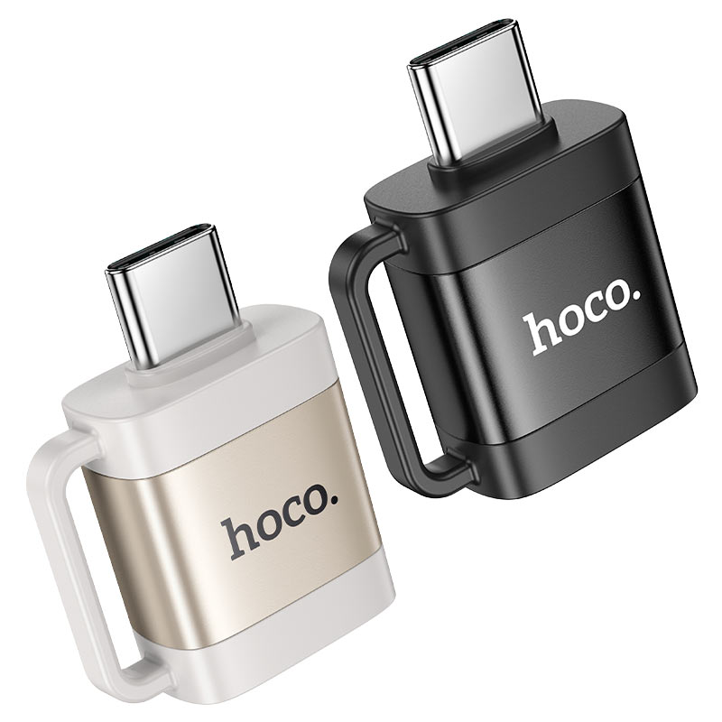 HOCO OTG USB-C to USB-A adapter with flash drive connected