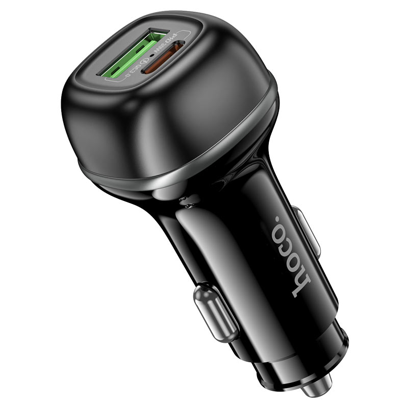 HOCO Z58A Car Charger Charging Two Devices at Once in a Car