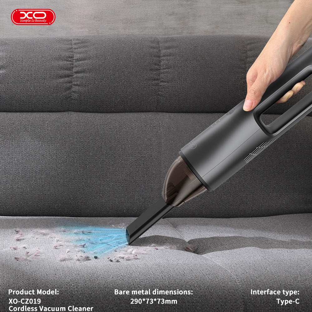 XO CZ019 vacuum USB-C charging port and dust container detail