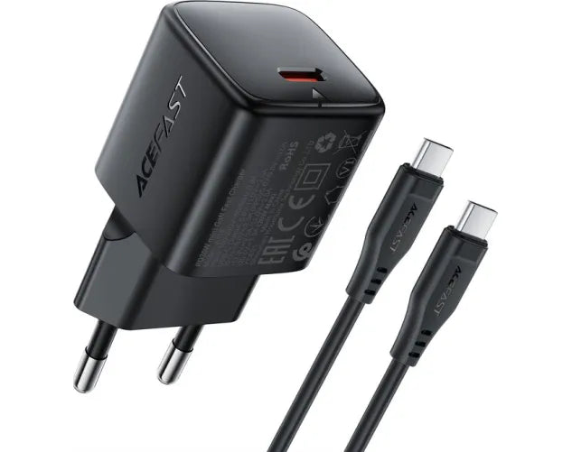 ACEFAST A118 PD30W GaN Wall Charger with USB-C Cable – EU Plug