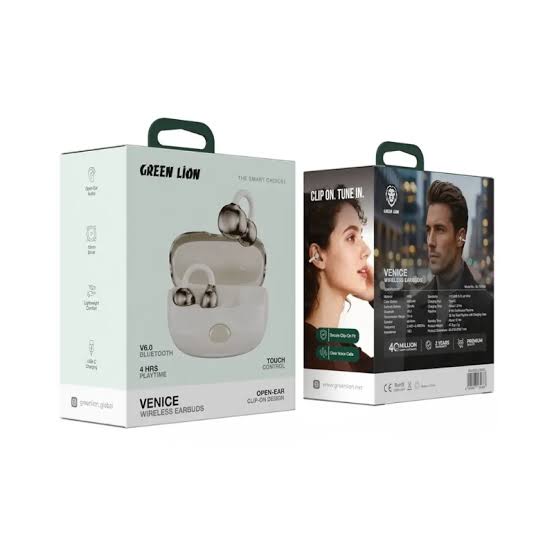 Green Lion Venice Open-Ear Earbuds – Secure Clip-On Fit