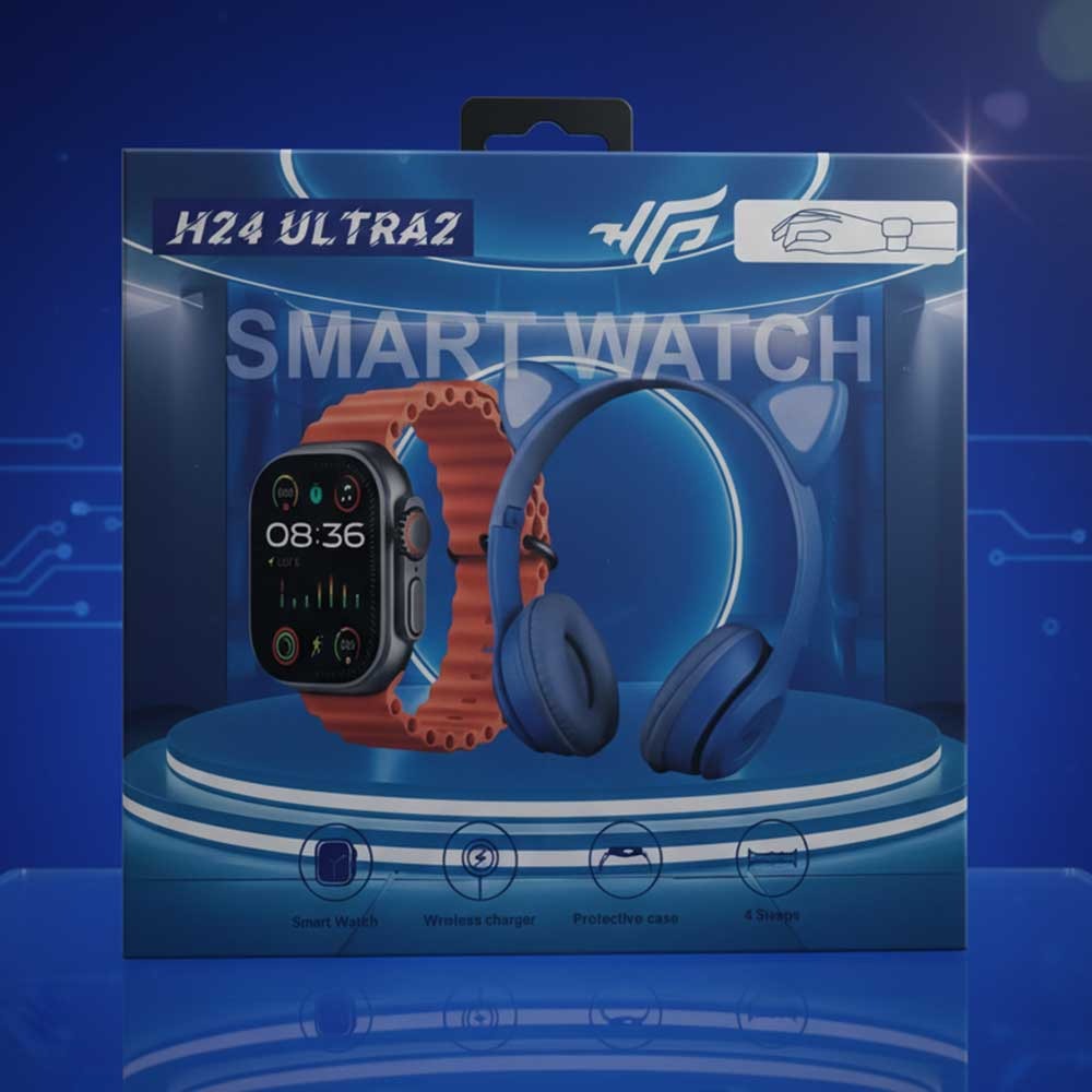 H24 Ultra 2 kids smart watch and cat ear headset bundle