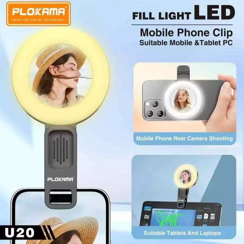 rechargeable clip on ring light for phone selfies
