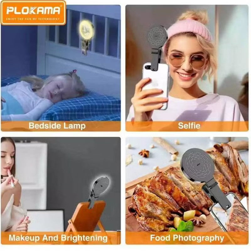 portable LED selfie light with built in mirror
