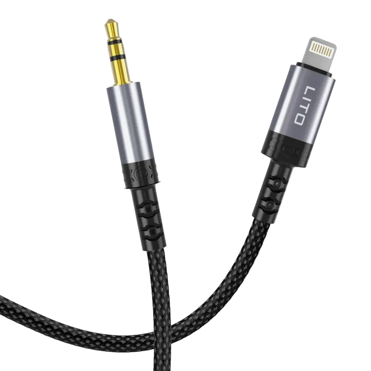 LITO LA01L Lightning to 3.5mm AUX cable front view