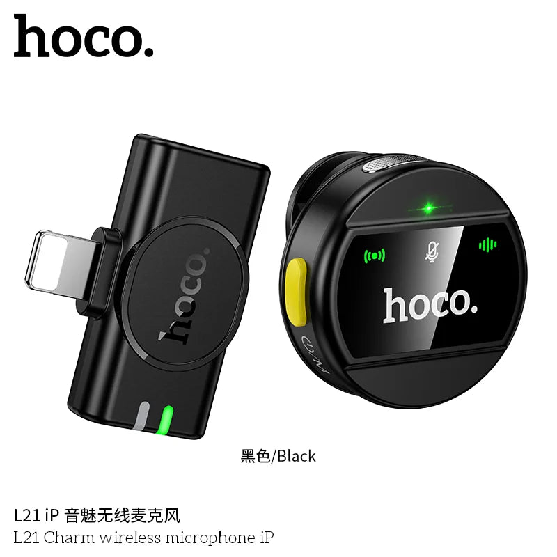 HOCO L21 wireless microphone Lightning connector front view