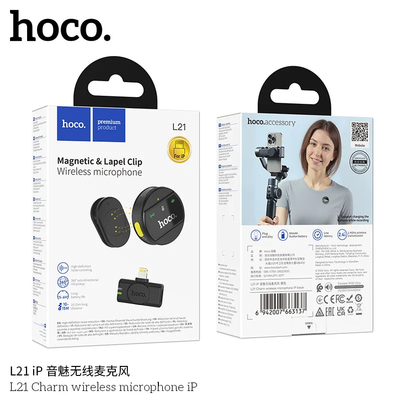 HOCO L21 Lightning mic transmitter and receiver set