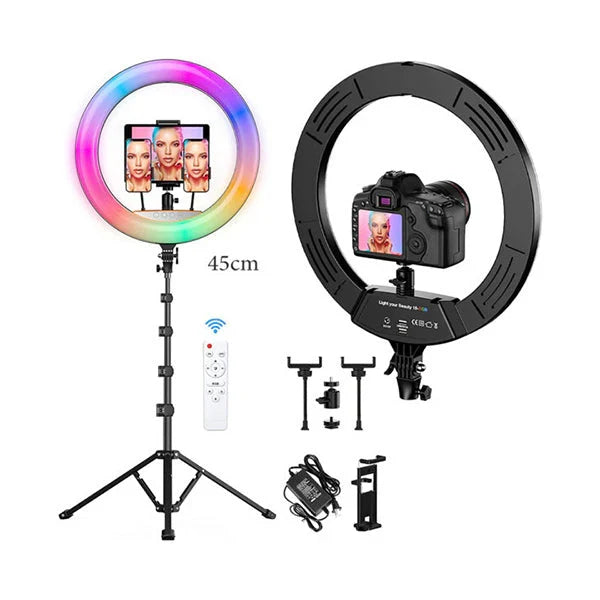 45cm RGB LED Ring Light with Remote & 2m Tripod