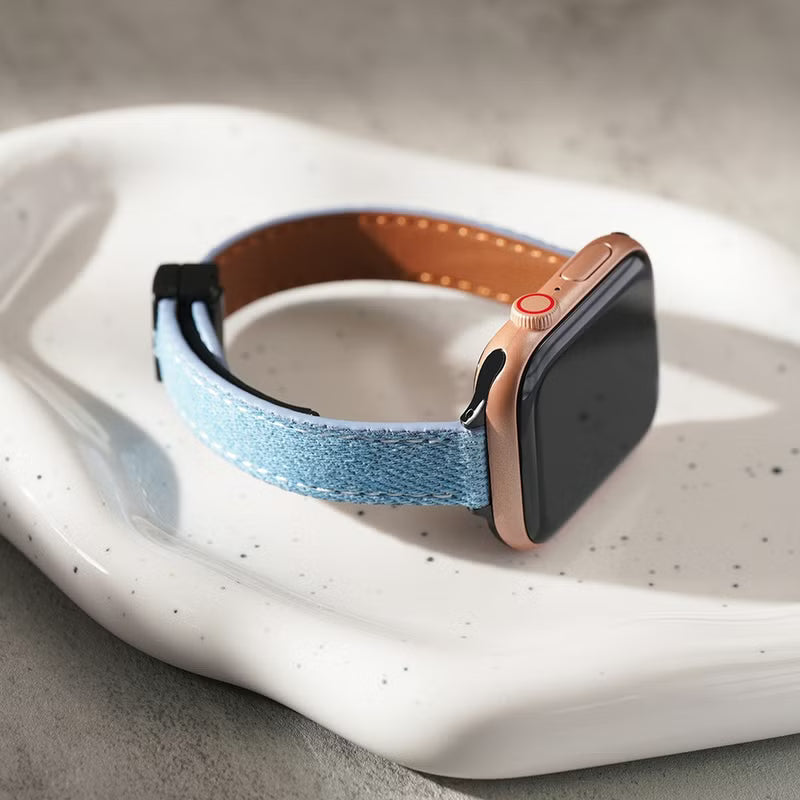 Slim leather denim Apple Watch band color options all