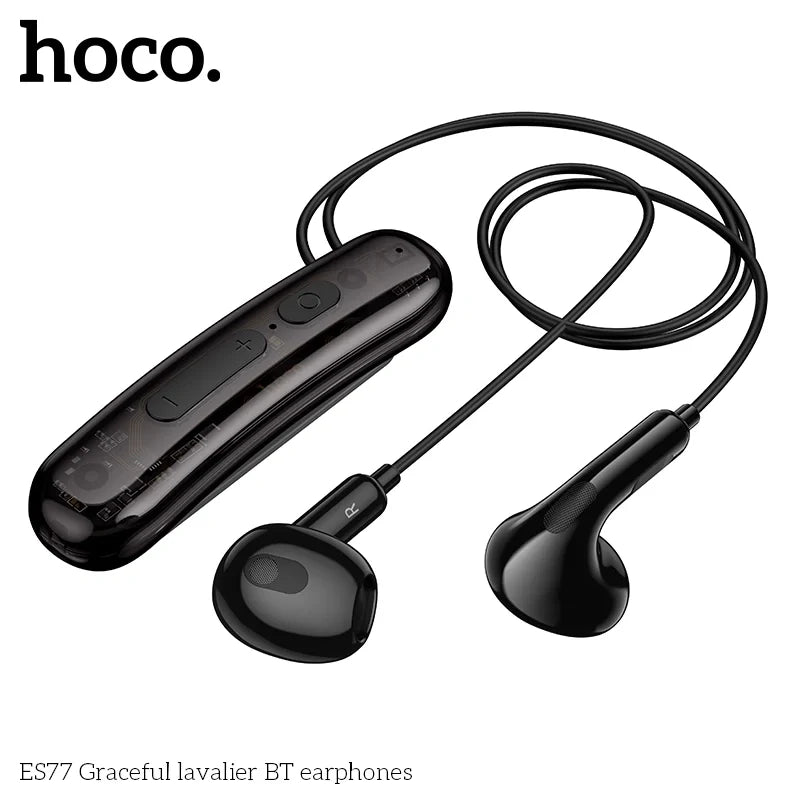 Close-up of HOCO ES77 wireless microphone earphone.
