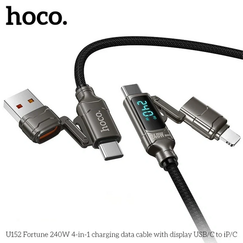 HOCO U152 4-in-1 240W fast charging cable with digital display