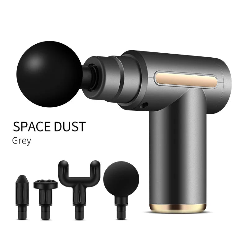 4-in-1 massage gun front view with 4 head attachments