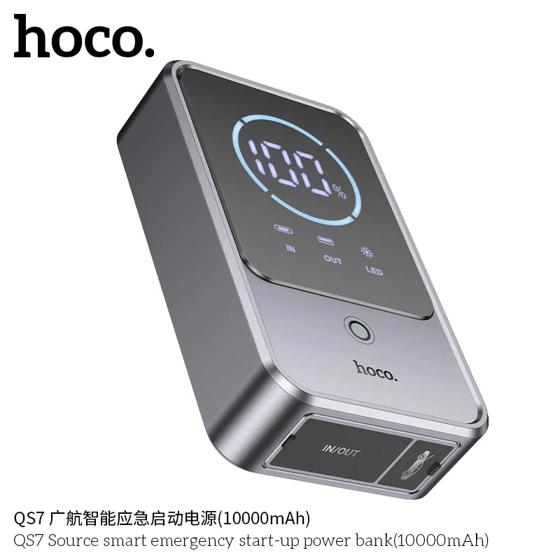 Portable emergency battery booster with LED display
