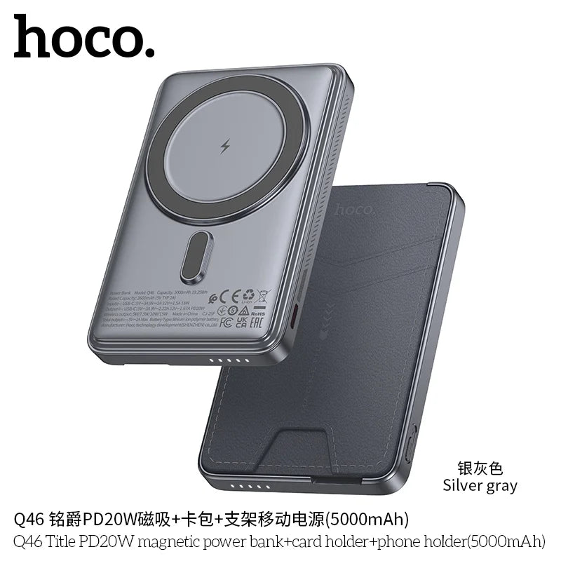 HOCO Q46 PD20W power bank with phone stand and magnetic design