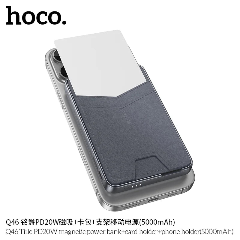 HOCO Q46 portable charger with built in stand and card slot