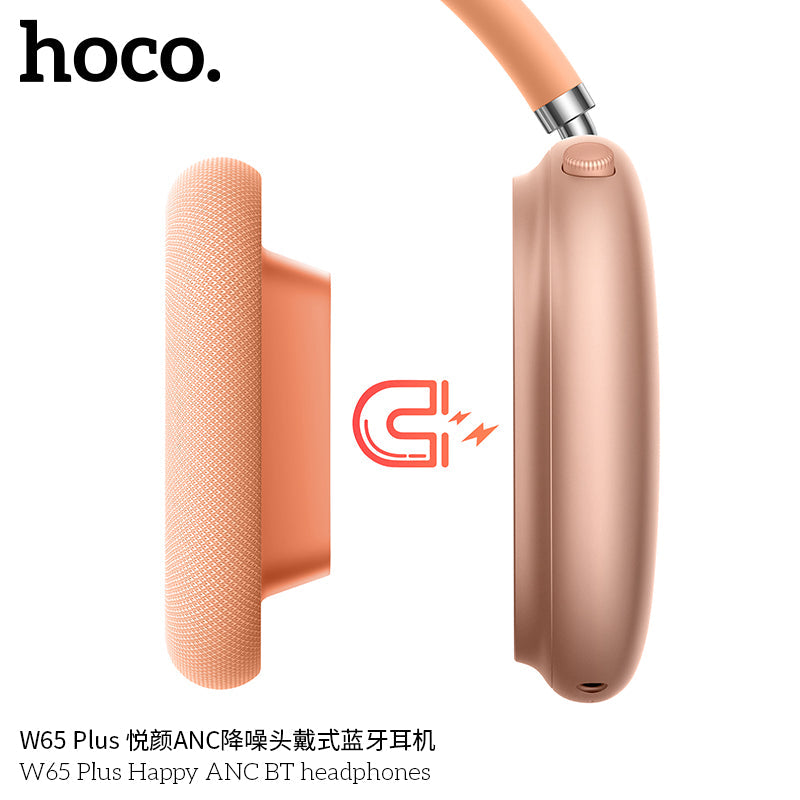 HOCO W65 Plus ANC Headphones – Fabric Ear Tips Close-up