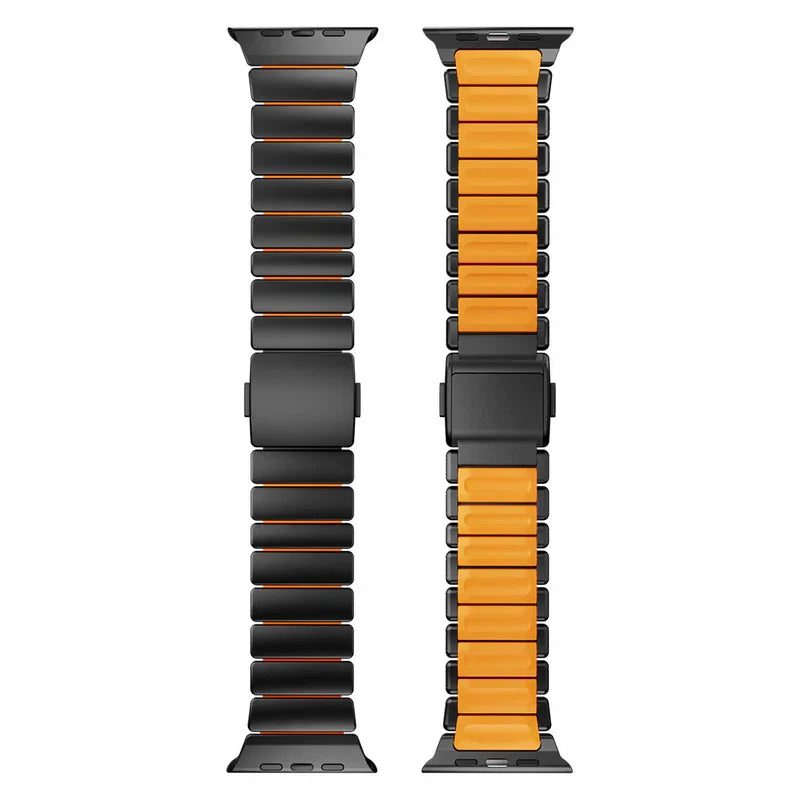 Stratos Stainless Steel Band – Black and Orange