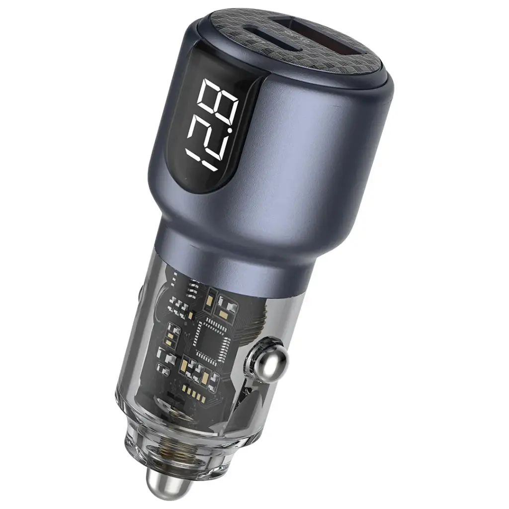 Green Lion Dual Port Car Charger 75W Gray – PD and QC Fast Charging