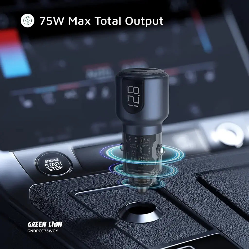 Green Lion 75W Car Charger Installed in Car Socket