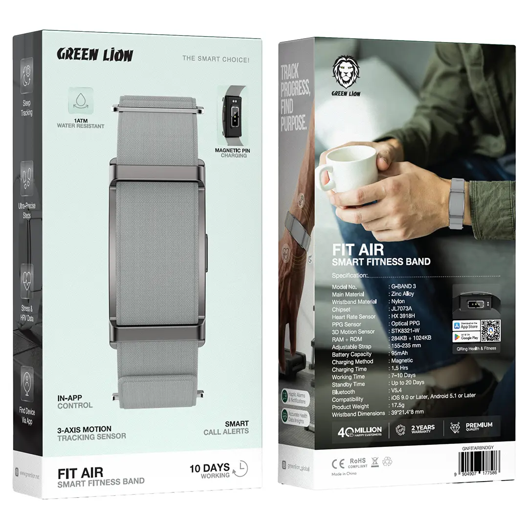 Green Lion Fit Air Smart Fitness Band - Gray